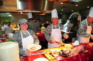 Senior leaders serve the troops