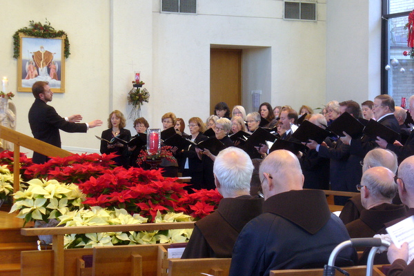 The Cincinnati May Festival Chorus sings at the funeral Mass of Br. Bob Lucero, OFM. Br. Bob sang in the choir for 43 years.