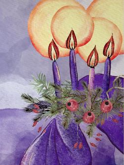 illustration of purple candles
