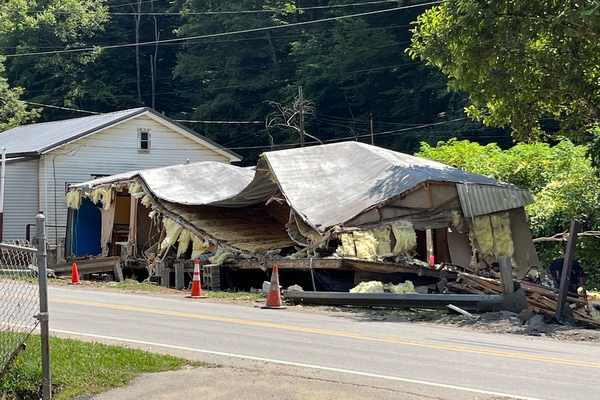 collapsed home