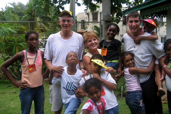 Barb with long-time friend Fr. Jim Bok, OFM, in Negril, Jamaica.