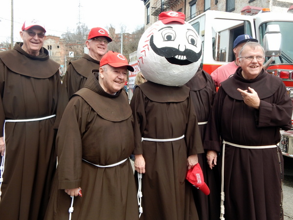 Friars with Reds Bobble head mask