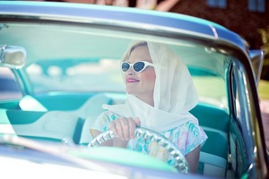 Woman driving car