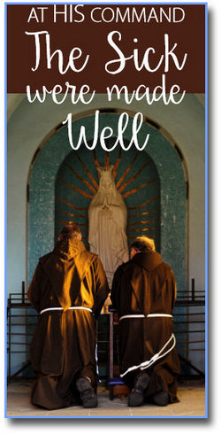 friars praying in grotto