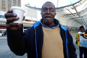 He like a little coffee with his cream and sugar