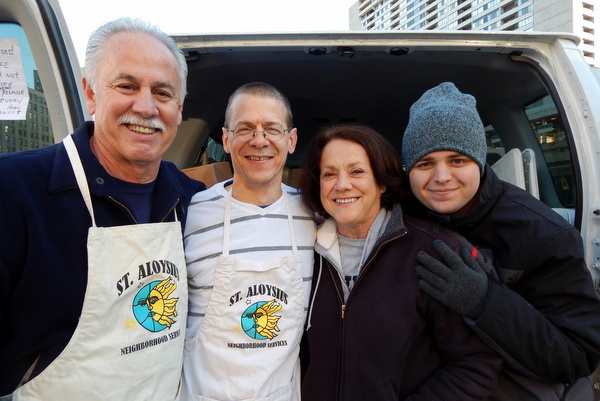 L to R: Dennis O'Flaherty, Br. Ed Gura, OFM, Ann O'Flaherty and postulant Andrew Koon