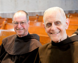 Br. Marcel, 84, right, and Br. Gabriel, 84, during a break at Chapter.