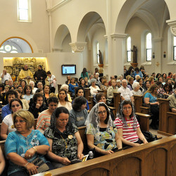 Pilgrims awaiting Mass