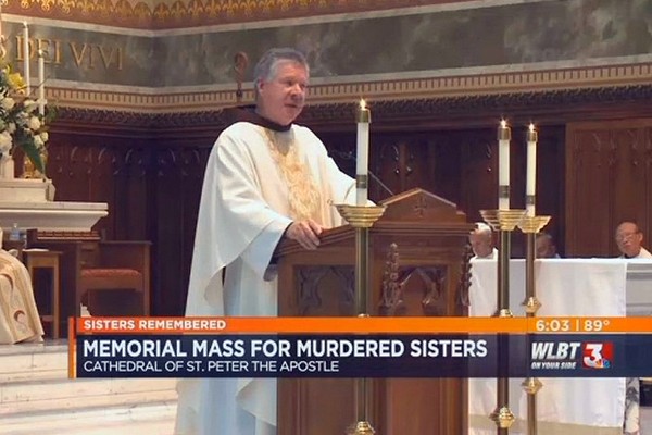 Fr. Greg Plata, OFM, at the Memorial Mass for the slain Srs. Paula Merrill and Margaret Held