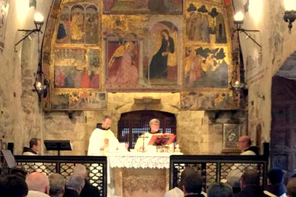 SJB Provincial Minister Jeff Scheeler celebrates Mass inside the Portiuncula.