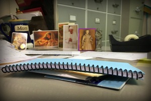 St Anthony index cards on desk