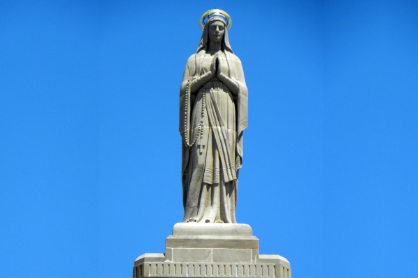 This statue of the Blessed Mother lights up to alert the South Jersey community of a successful organ transplant surgery.