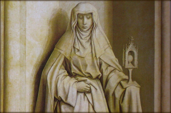 painting of statue of St Clare