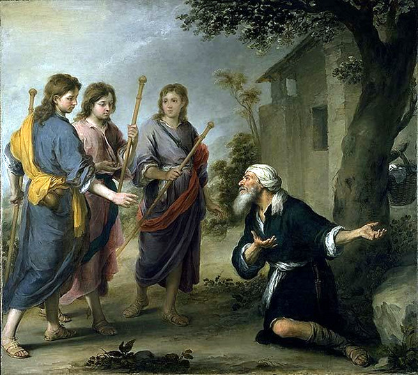 Abraham Receiving the Three Angels by Bartolome Esteban Murillo (1667) Public domain