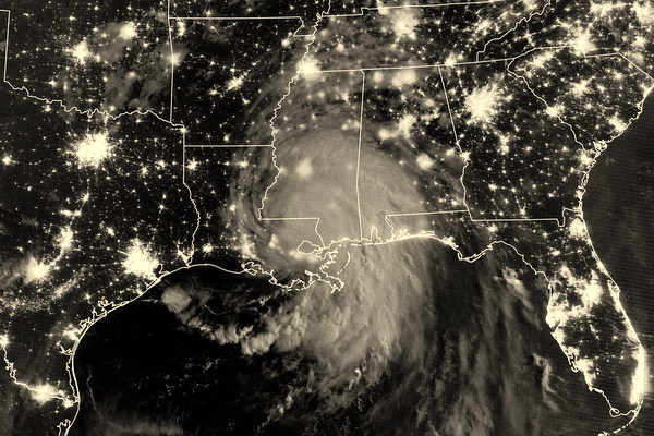 hurricane overlapping map of Louisiana