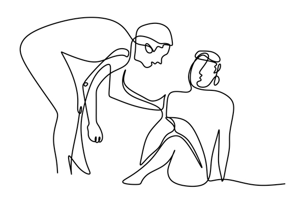 contour line drawing of two people