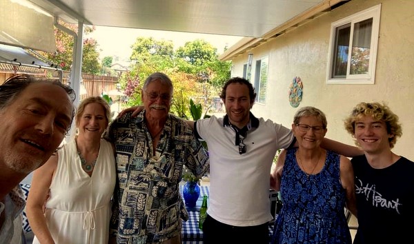 family on porch